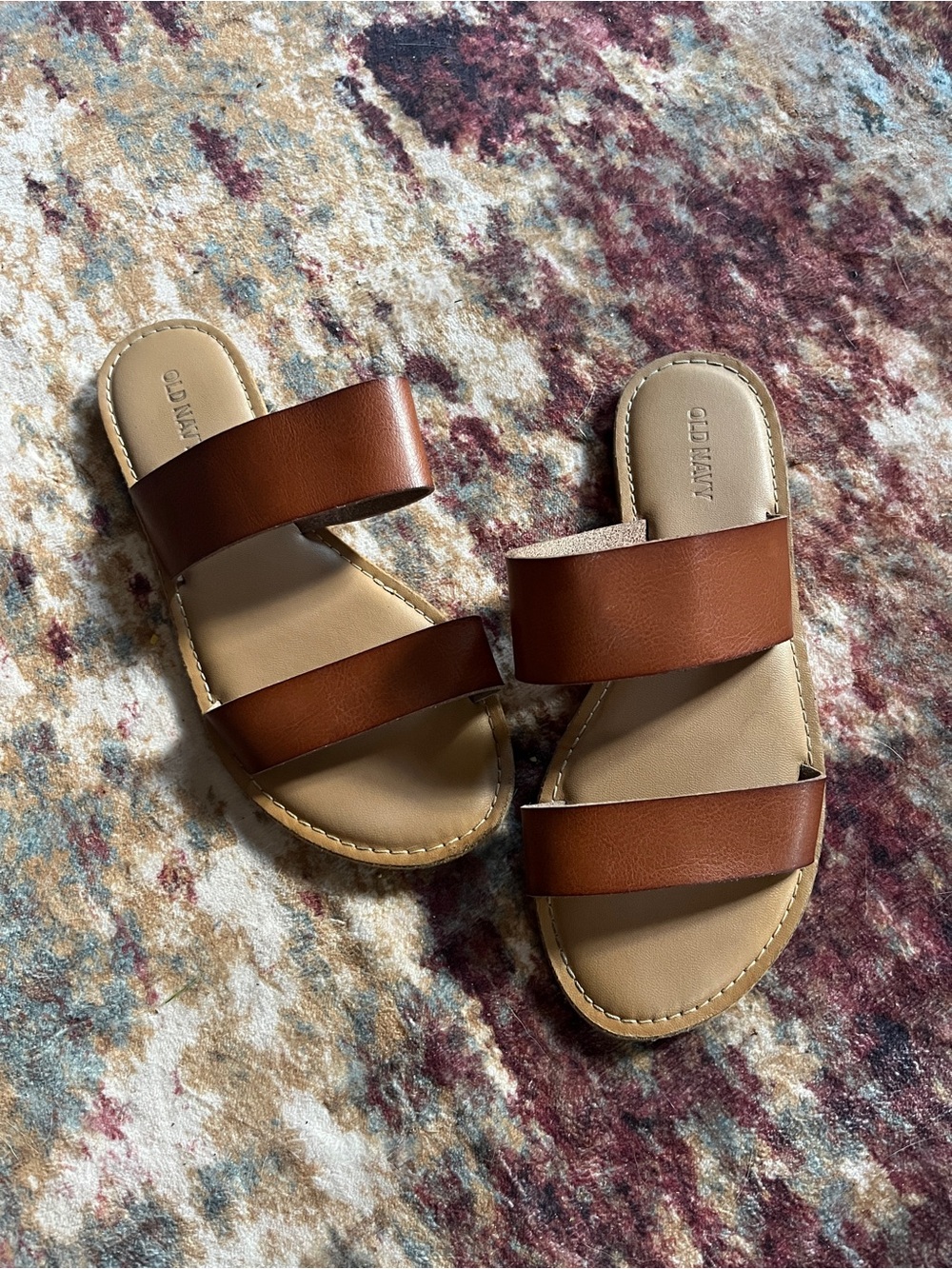 Old Navy Women's Tan/Brown Double Strap Slide Sandals